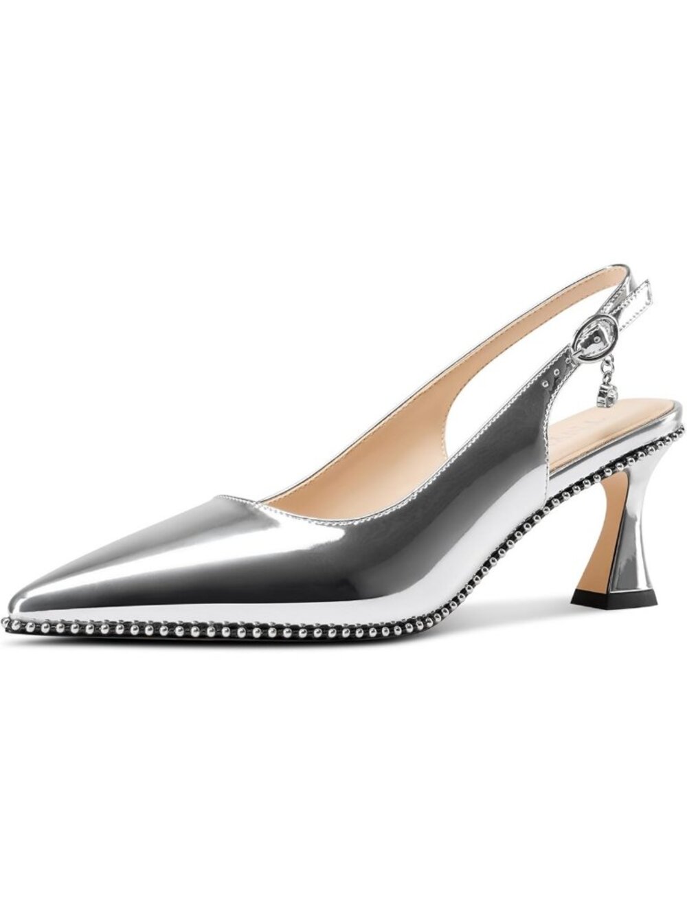 Chic Beaded Slingback Kitten Heel Pumps - Pointed Toe, Slip-On, Classic Style